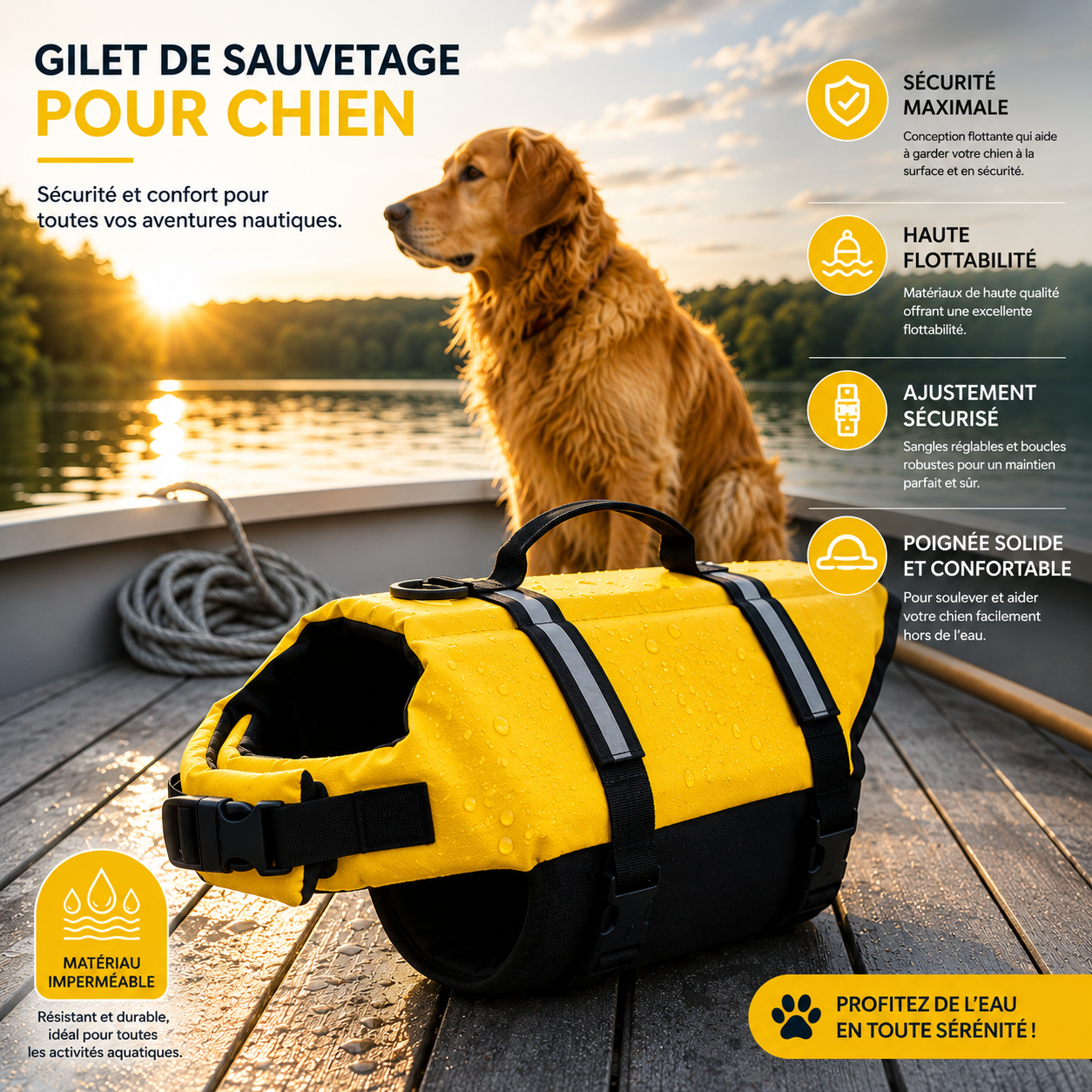 Caniflot™ — La sécurité de votre chien à chaque baignade.