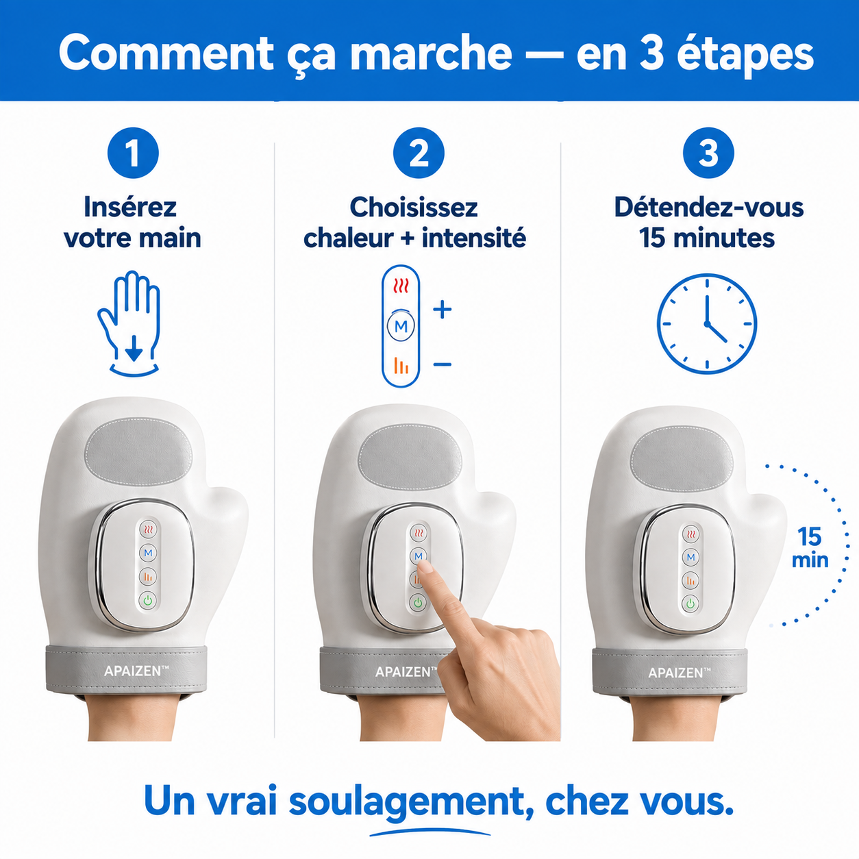 Apaizen™ – Masseur de Mains Chauffant Anti-Douleur