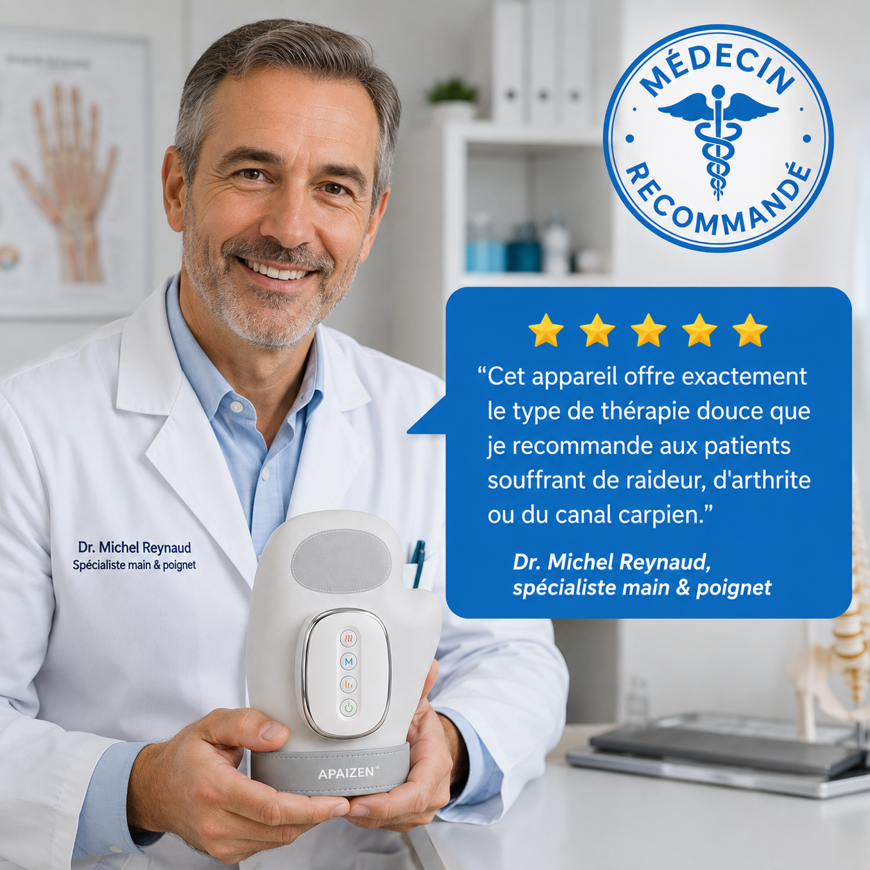 Apaizen™ – Masseur de Mains Chauffant Anti-Douleur