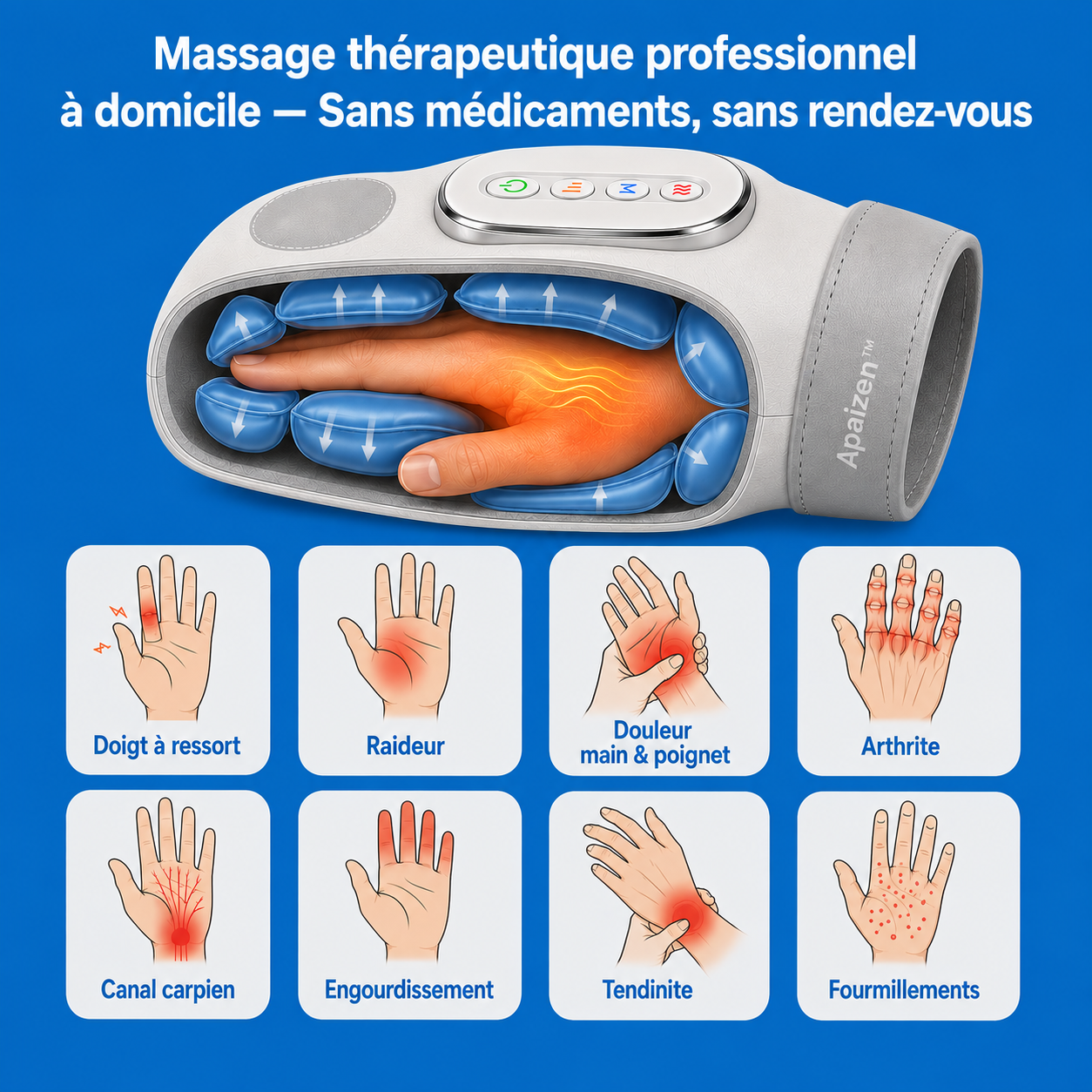Apaizen™ – Masseur de Mains Chauffant Anti-Douleur