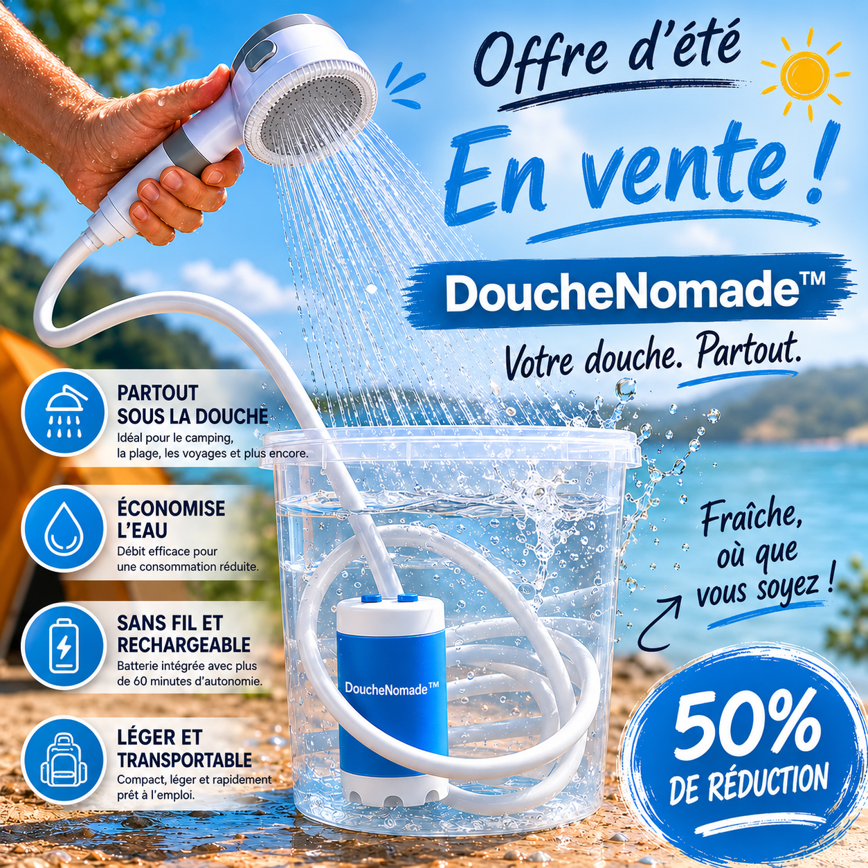 DoucheNomade™ — Votre douche, partout.